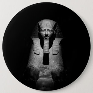 Badge Rond 15,2 Cm Photographie du roi pharaon en noir et blanc