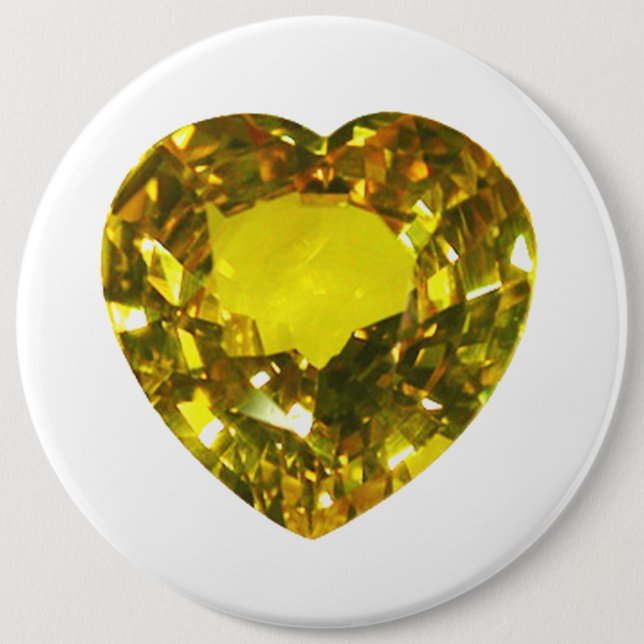 Badge Rond 15,2 Cm Pierre jaune du coeur (Devant)