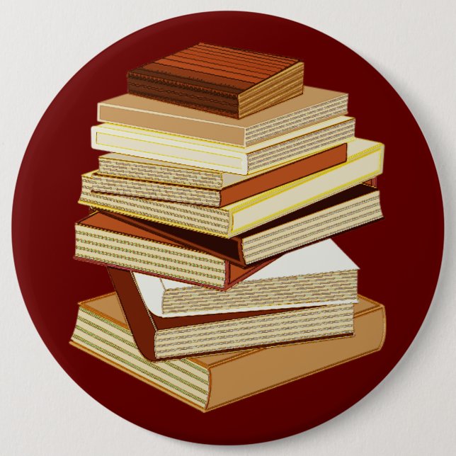 Badge Rond 15,2 Cm Pile de livres - beige (Devant)