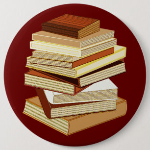 Badge Rond 15,2 Cm Pile de livres - beige