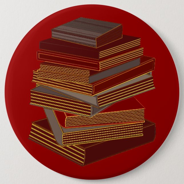 Badge Rond 15,2 Cm Pile de livres - BrownGrey (Devant)