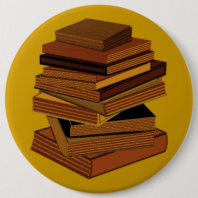 Badge Rond 15,2 Cm Pile de livres - GreenBrown (Devant)