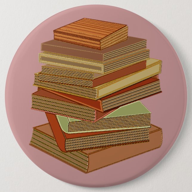 Badge Rond 15,2 Cm Pile de livres - pastel (Devant)