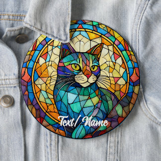 Badge Rond 15,2 Cm Pinceau de conception en verre de chaîne de chats