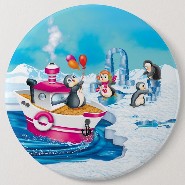 Badge Rond 15,2 Cm pingouins en Antarctique (Devant)