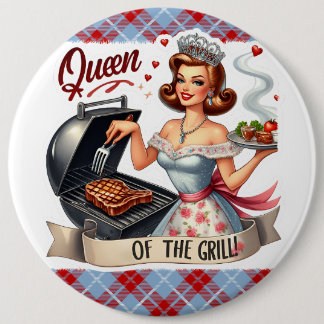 Badge Rond 15,2 Cm Pinup Lady Pinback Pins Vintages Queen of the Gril