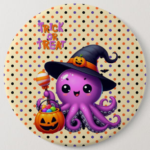 Badge Rond 15,2 Cm Pique ou traitement Halloween à la pieuvre