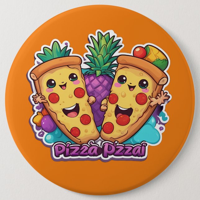 Badge Rond 15,2 Cm Pizza à l'ananas amusant (Devant)
