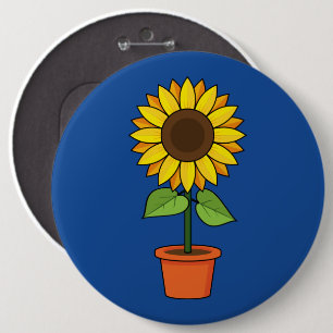 Badge Rond 15,2 Cm Plante de tournesol dans un pot