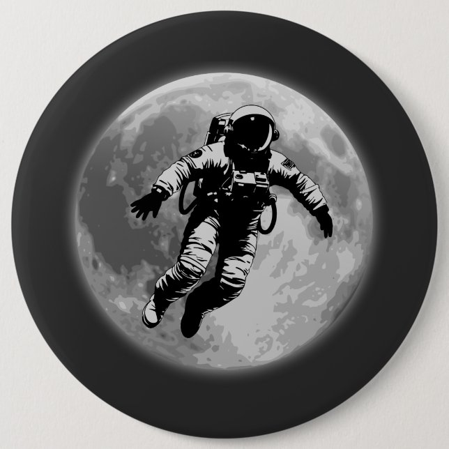 Badge Rond 15,2 Cm Pleine Lune et Astronaute (Devant)
