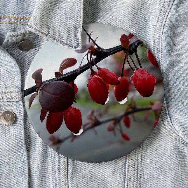 Badge Rond 15,2 Cm Pluie sur la brindille (En situation)