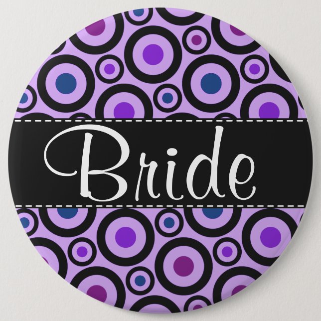 Badge Rond 15,2 Cm Pointe Polka violet tendance (Devant)