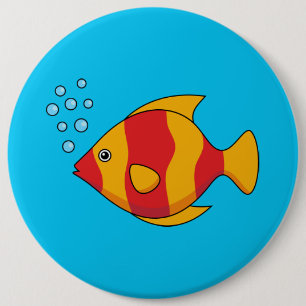 Badge Rond 15,2 Cm Poisson rouge orange tropical