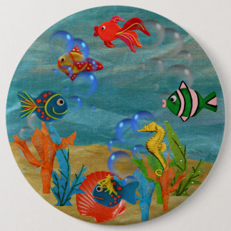 Badge Rond 15,2 Cm Poissons tropicaux COLOSSAUX, boutons de goupilles