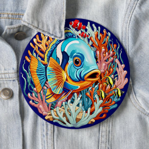 Badge Rond 15,2 Cm Poissons Tropicaux Vives Couleurs d'Été