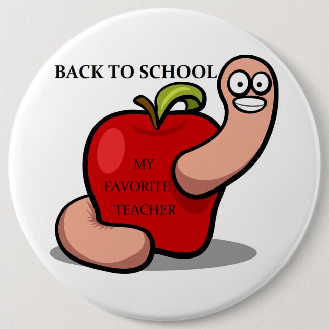 BADGE ROND 15,2 CM POMME "RETOUR À L'ÉCOLE" (Devant)