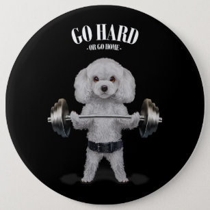 Badge Rond 15,2 Cm Poodle blanc Pog haltérophilie dans Fitness Gym