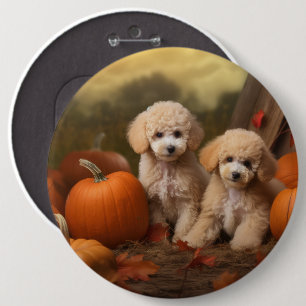 Badge Rond 15,2 Cm Poodle Chiot Automne Citrouille délice