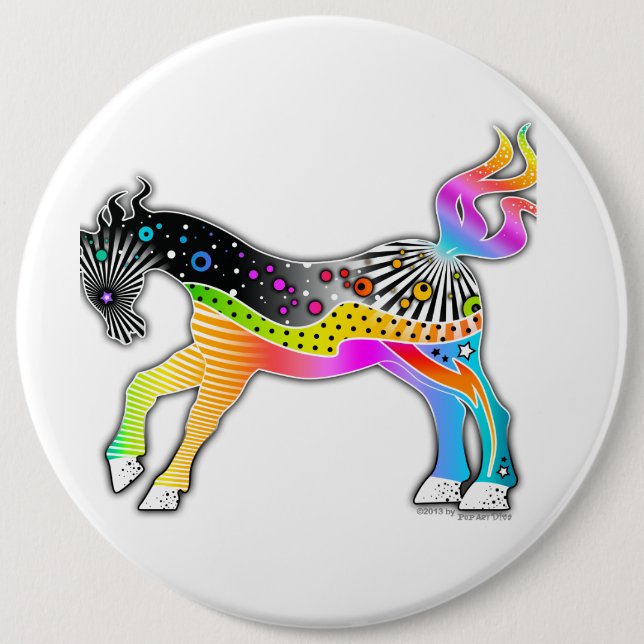 Badge Rond 15,2 Cm Pop Art HORSE (Devant)