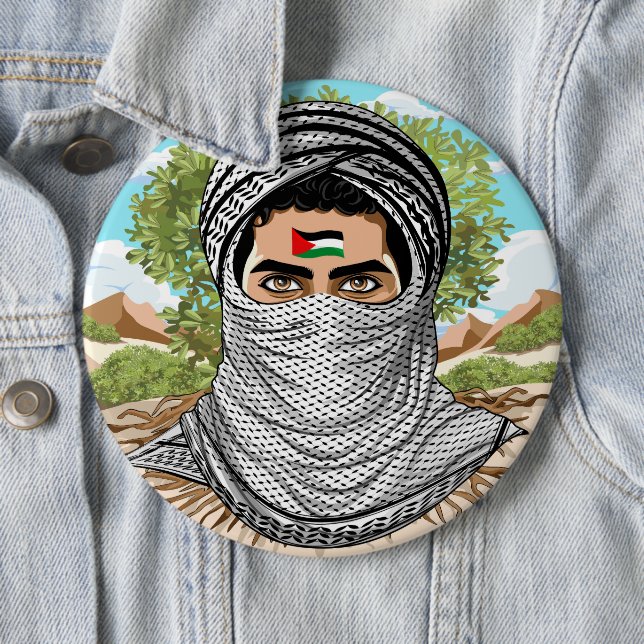 Badge Rond 15,2 Cm Portrait de la Liberté palestinienne (En situation)