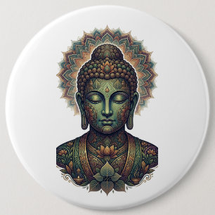 Badge Rond 15,2 Cm Portrait de méditation sereine Sukti Budh - Ancien