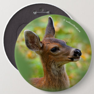 Badge Rond 15,2 Cm Portrait en vignette de faon de cerf à queue noire