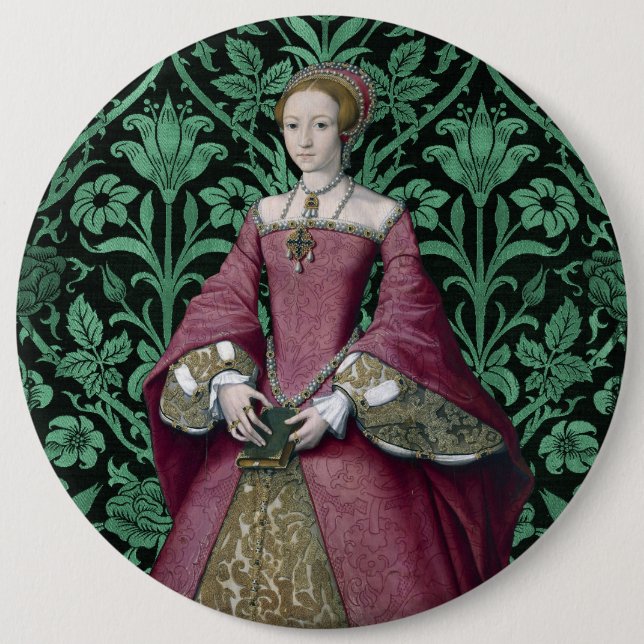 Badge Rond 15,2 Cm Portrait Princesse Elizabeth Tudor, Reine (Devant)
