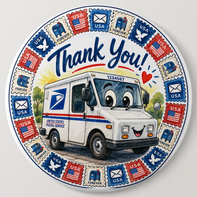 Badge Rond 15,2 Cm Postal Workers Appreciation  (Devant)