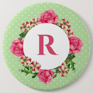 Badge Rond 15,2 Cm Premier rose rose rouge blanc Pois Petunia
