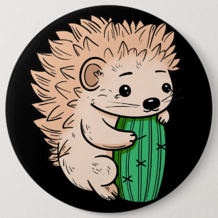 Badge Rond 15,2 Cm Prickly Hug   Hérisson et cactus