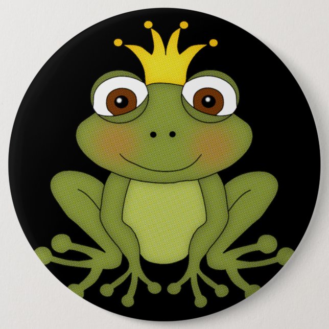 Badge Rond 15,2 Cm Prince de grenouille de conte de fées avec la (Devant)