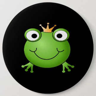 Badge Rond 15,2 Cm Prince de grenouille. Grenouille de sourire avec