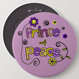Badge Rond 15,2 Cm Prince de la Paix I Doodles I Purple I 6x6 Button
