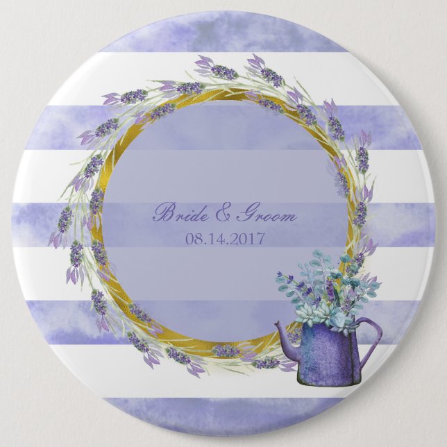 Badge Rond 15,2 Cm Provence Lavande Purple Fleur Mariage Floral (Devant)