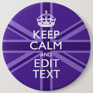 Badge Rond 15,2 Cm Purple Accent Keep Calm and Your Text Union Jack