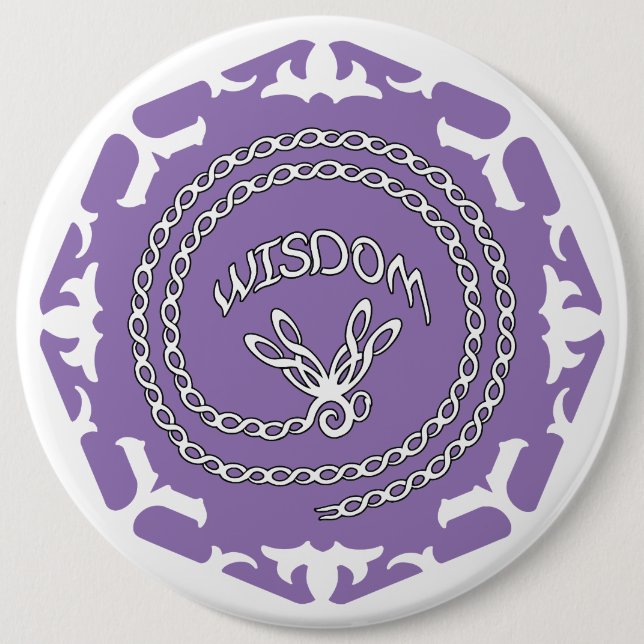 Badge Rond 15,2 Cm Purple Crown Chakra "Wisdom" Dragonfly White BG (Devant)