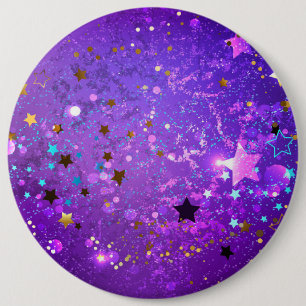 Badge Rond 15,2 Cm Purple foil background with Stars