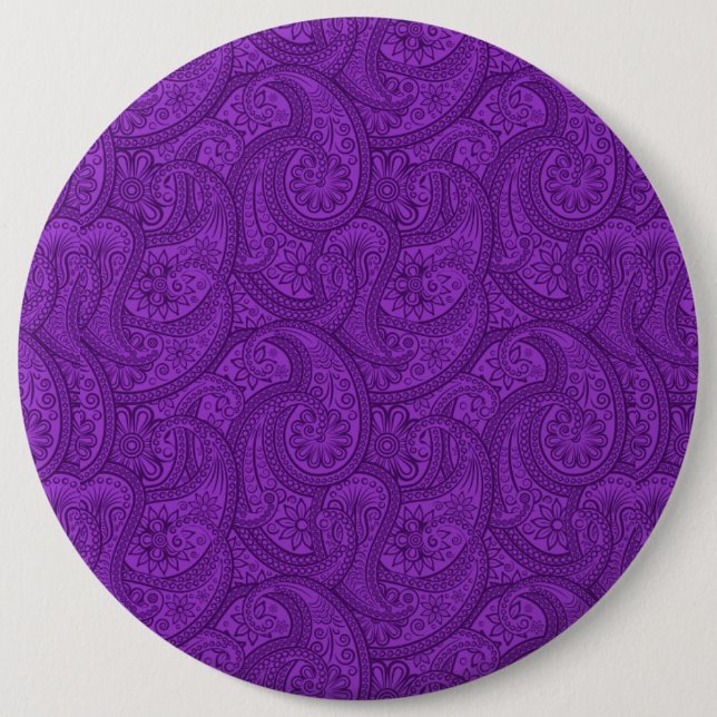 Badge Rond 15,2 Cm Purple Paisley (Devant)