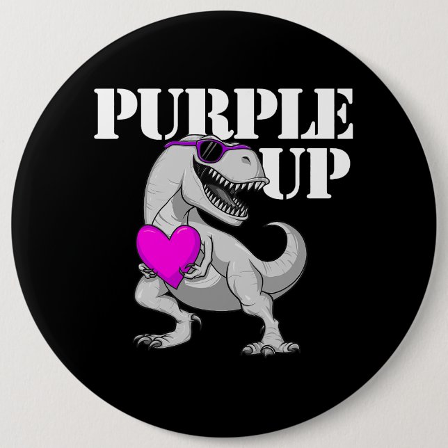 Badge Rond 15,2 Cm Purple Up TRex Dinosaur Enfants Militaires Garçons (Devant)