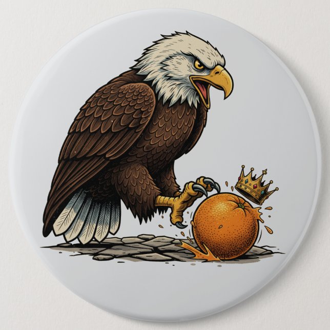 Badge Rond 15,2 Cm Pygargue à tête blanche et Orange  (Devant)