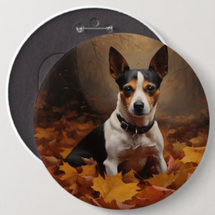 Badge Rond 15,2 Cm Rat Terrier à l'automne Feuilles automne Inspire