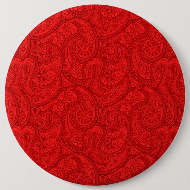 Badge Rond 15,2 Cm Red Paisley (Devant)