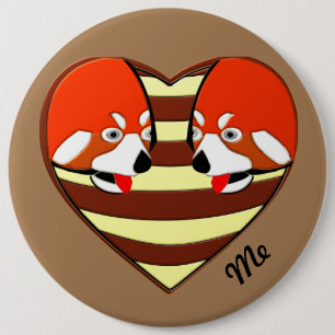 Badge Rond 15,2 Cm Red Panda Coeur d'amour