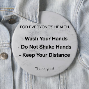 Badge Rond 15,2 Cm Règles de santé   Prévention des maladies