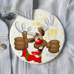 Badge Rond 15,2 Cm Reindeer Drunk Funny Caractère de Noël