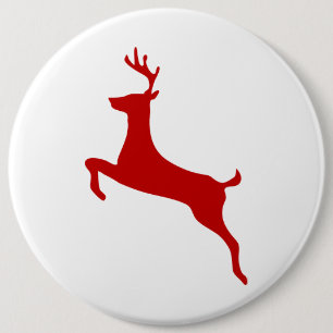 Badge Rond 15,2 Cm Reindeer Jump Noël Rouge Silhouette Golf Balls