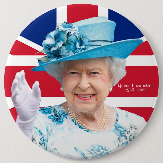 Badge Rond 15,2 Cm Reine Elizabeth (Devant)