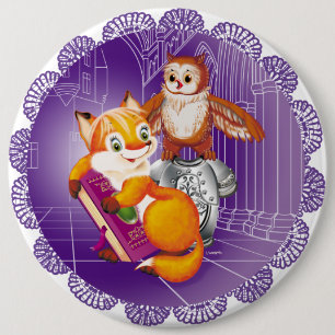 Badge Rond 15,2 Cm renard et hibou