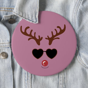 Badge Rond 15,2 Cm Renne drôle de Noël Hiver Famille Cerf mignon 