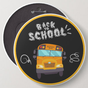 Badge Rond 15,2 Cm "Retour à l'école" Fun Chalkboard & Bus scolaire